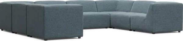 Calay 8 Pc Outdoor Sectional with Teal Slipcovers