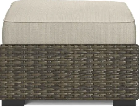 Rialto Brown Outdoor Ottoman with Putty Cushion