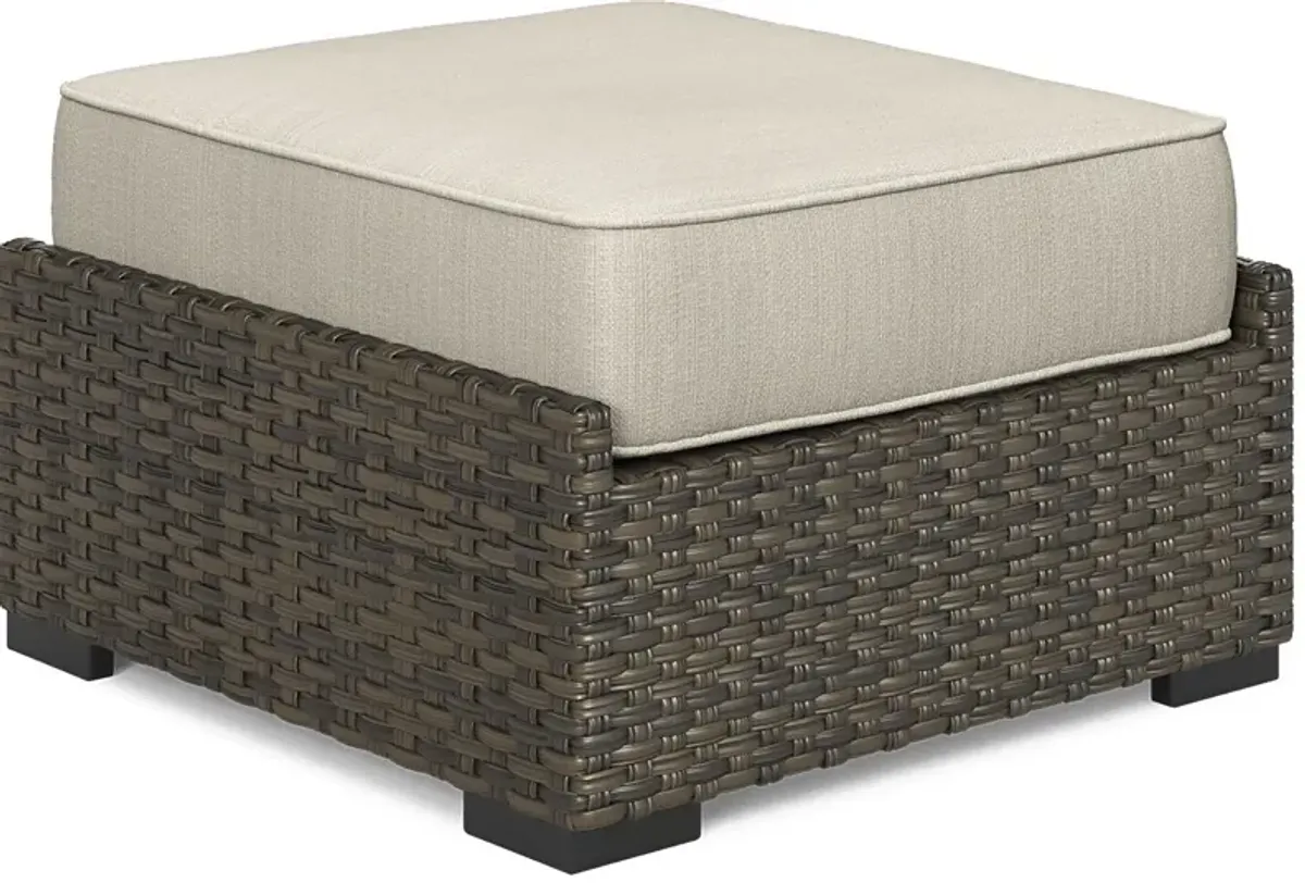 Rialto Brown Outdoor Ottoman with Putty Cushion