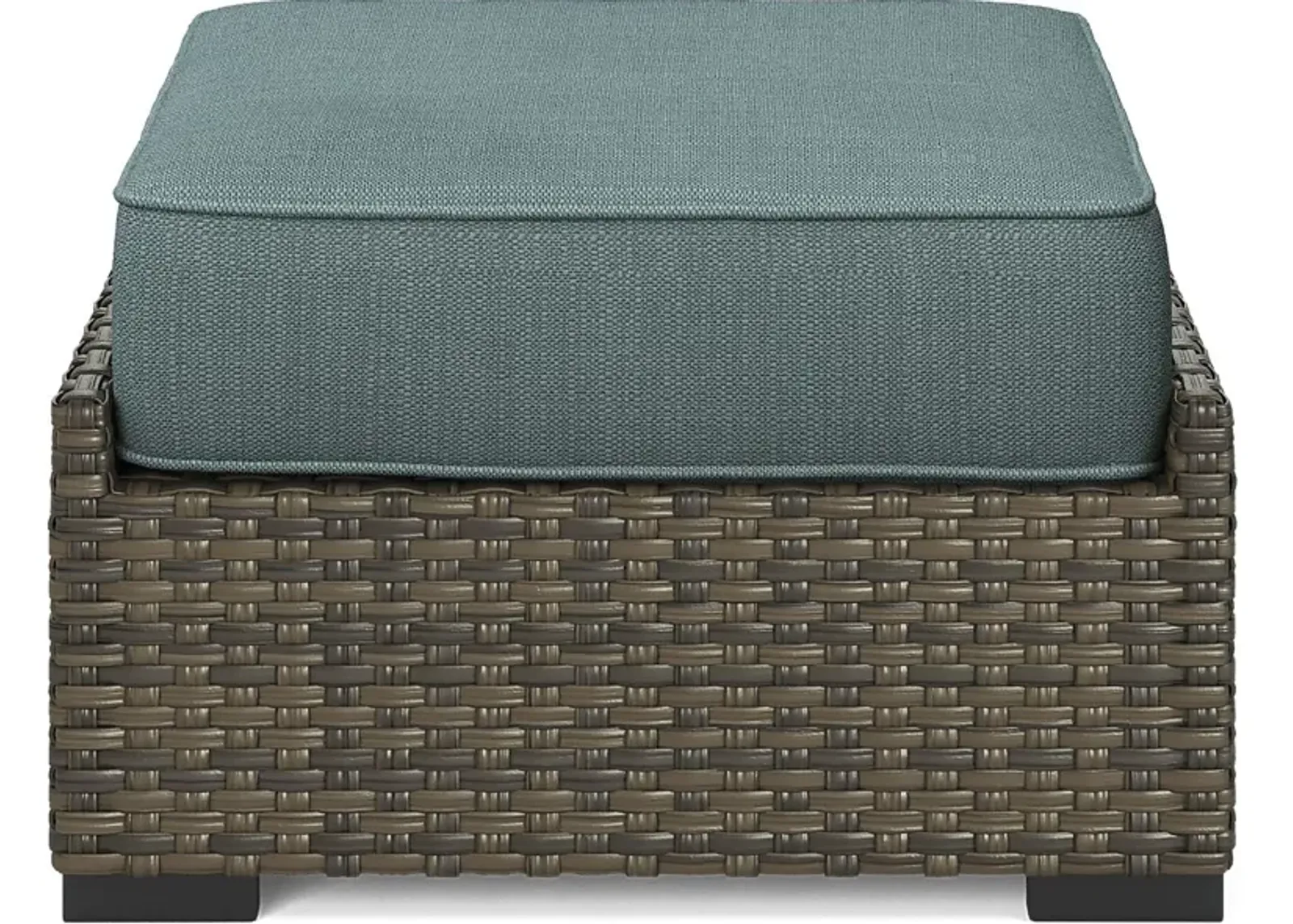 Rialto Brown Outdoor Ottoman with Aqua Cushion