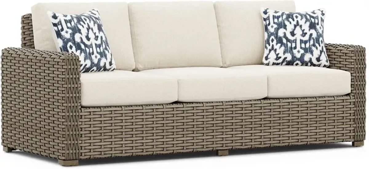 Siesta Key Driftwood Outdoor Sofa with Desert Cushions