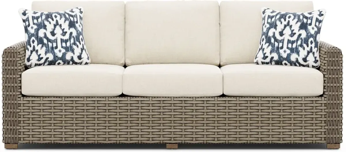 Siesta Key Driftwood Outdoor Sofa with Desert Cushions