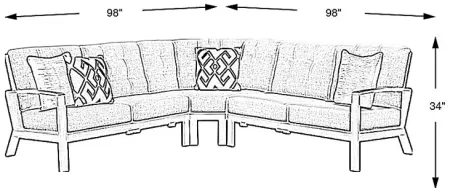 Torio Brown 3 Pc Outdoor Sectional with Silk-Colored Cushions