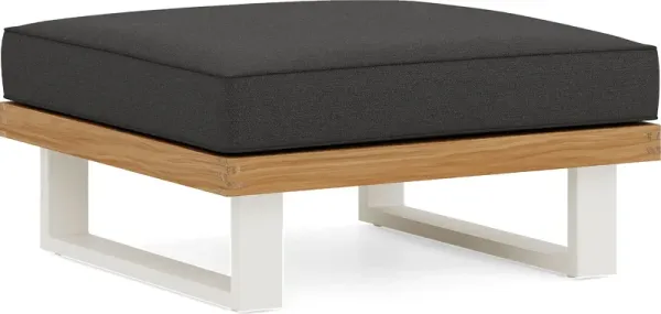 Platform Teak Outdoor Ottoman with Charcoal Cushion