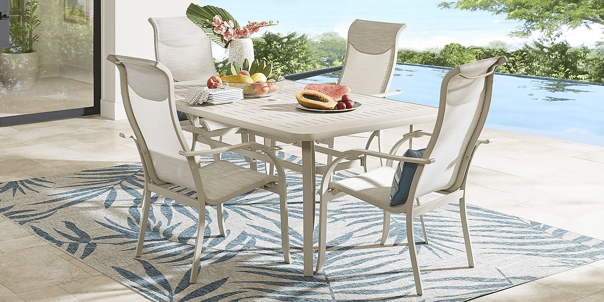 Windy Isle Sand 5 Pc 72 in. Rectangle Outdoor Dining Set