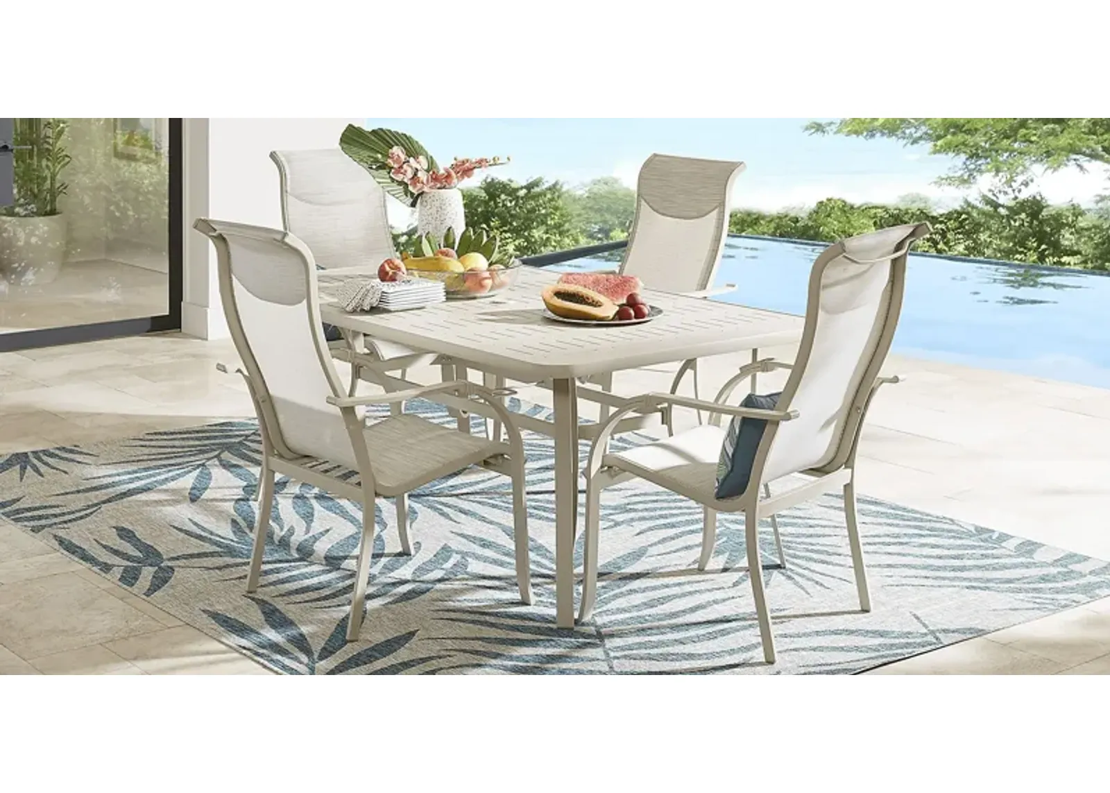 Windy Isle Sand 5 Pc 72 in. Rectangle Outdoor Dining Set