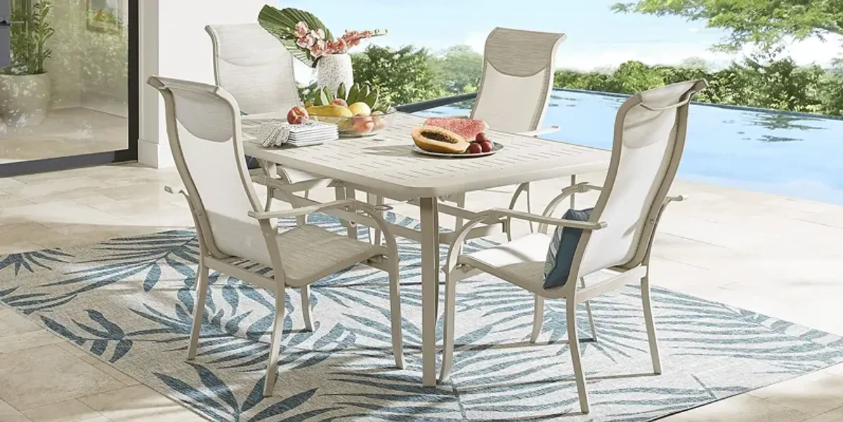 Windy Isle Sand 5 Pc 72 in. Rectangle Outdoor Dining Set