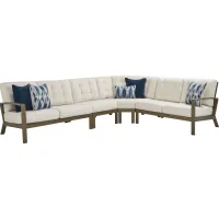 Torio Brown 4 Pc Outdoor Sectional with Oatmeal Cushions