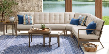 Torio Brown 4 Pc Outdoor Sectional with Malt Cushions