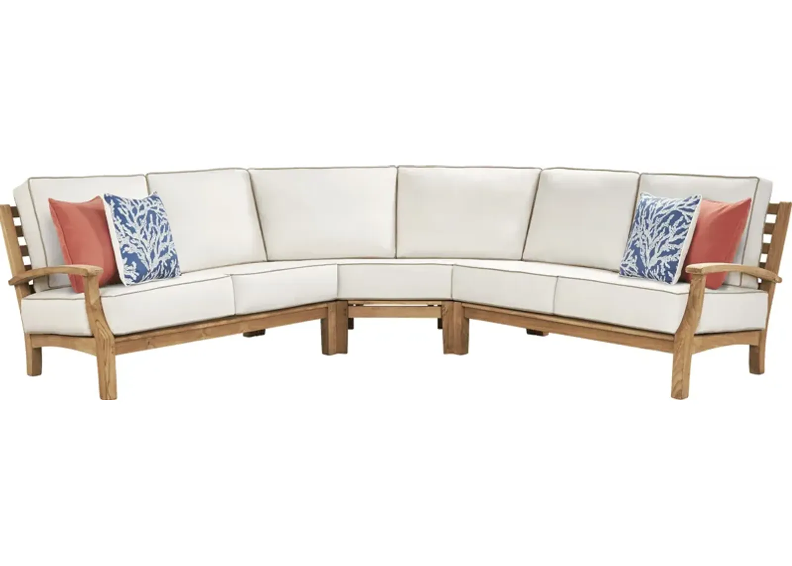 Pleasant Bay Teak 3 Pc Outdoor Sectional with Vapor Cushions