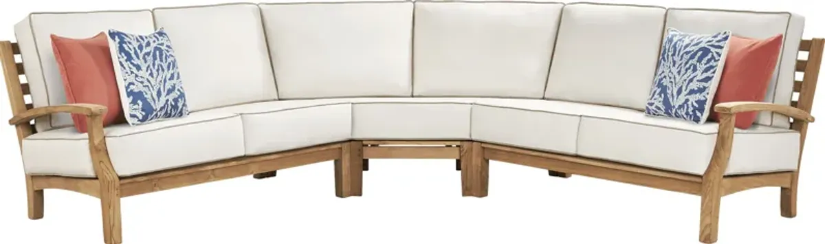 Pleasant Bay Teak 3 Pc Outdoor Sectional with Vapor Cushions