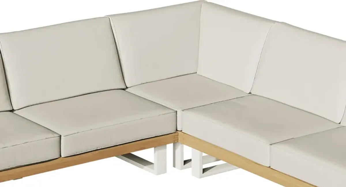 Platform Teak 3 Pc Outdoor Sectional with Vapor Cushions