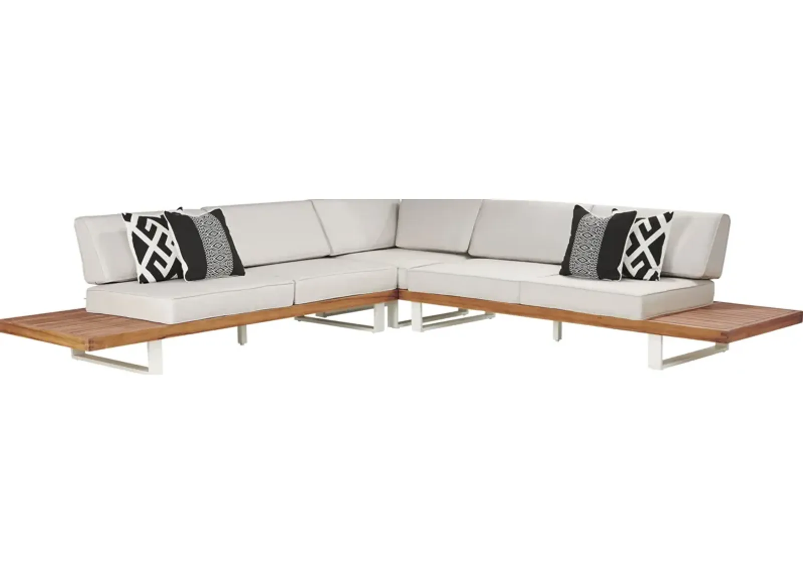 Platform Teak 3 Pc Outdoor Sectional with Vapor Cushions