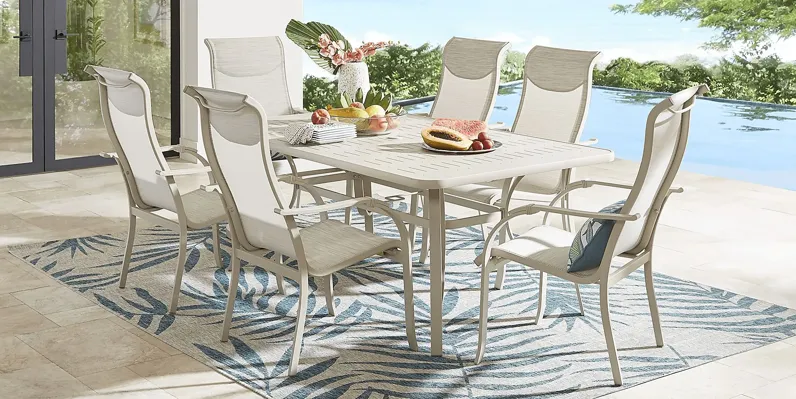 Windy Isle Sand 7 Pc 72 in. Rectangle Outdoor Dining Set