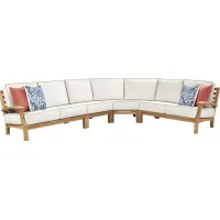 Pleasant Bay Teak 4 Pc Outdoor Sectional with Vapor Cushions