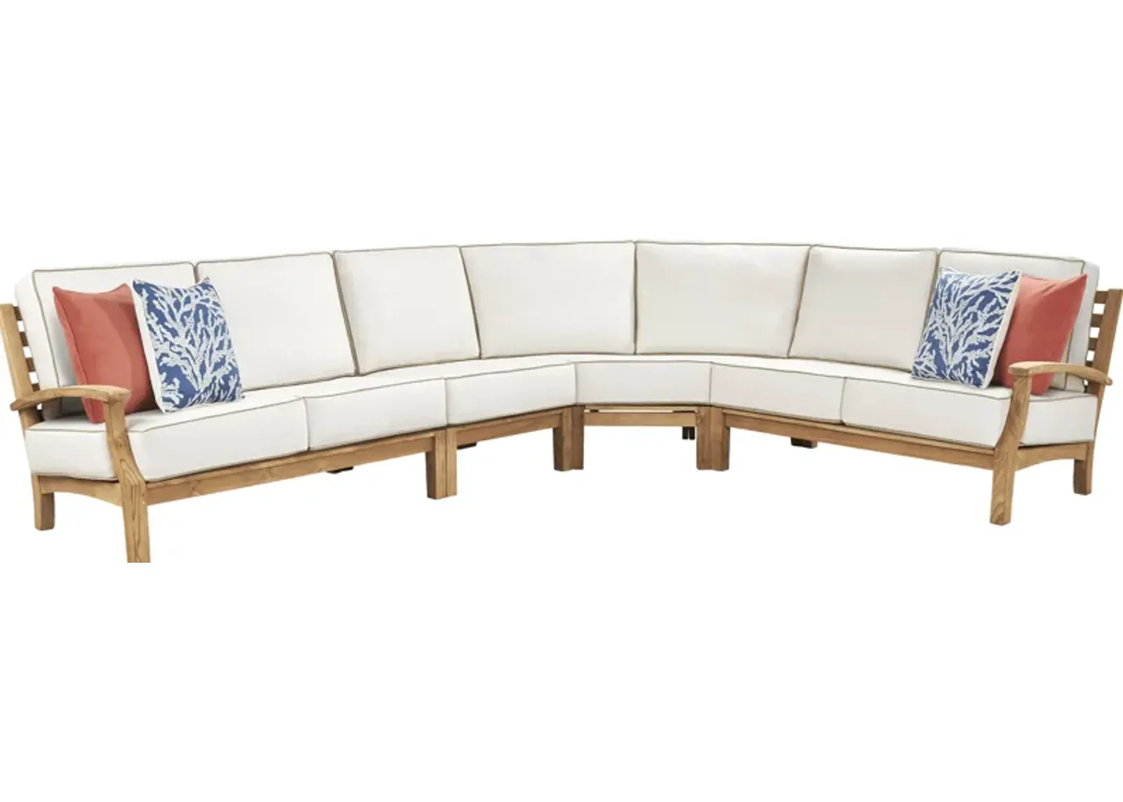 Pleasant Bay Teak 4 Pc Outdoor Sectional with Vapor Cushions