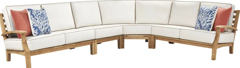 Pleasant Bay Teak 4 Pc Outdoor Sectional with Vapor Cushions