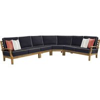 Pleasant Bay Teak 4 Pc Outdoor Sectional with Charcoal Cushions