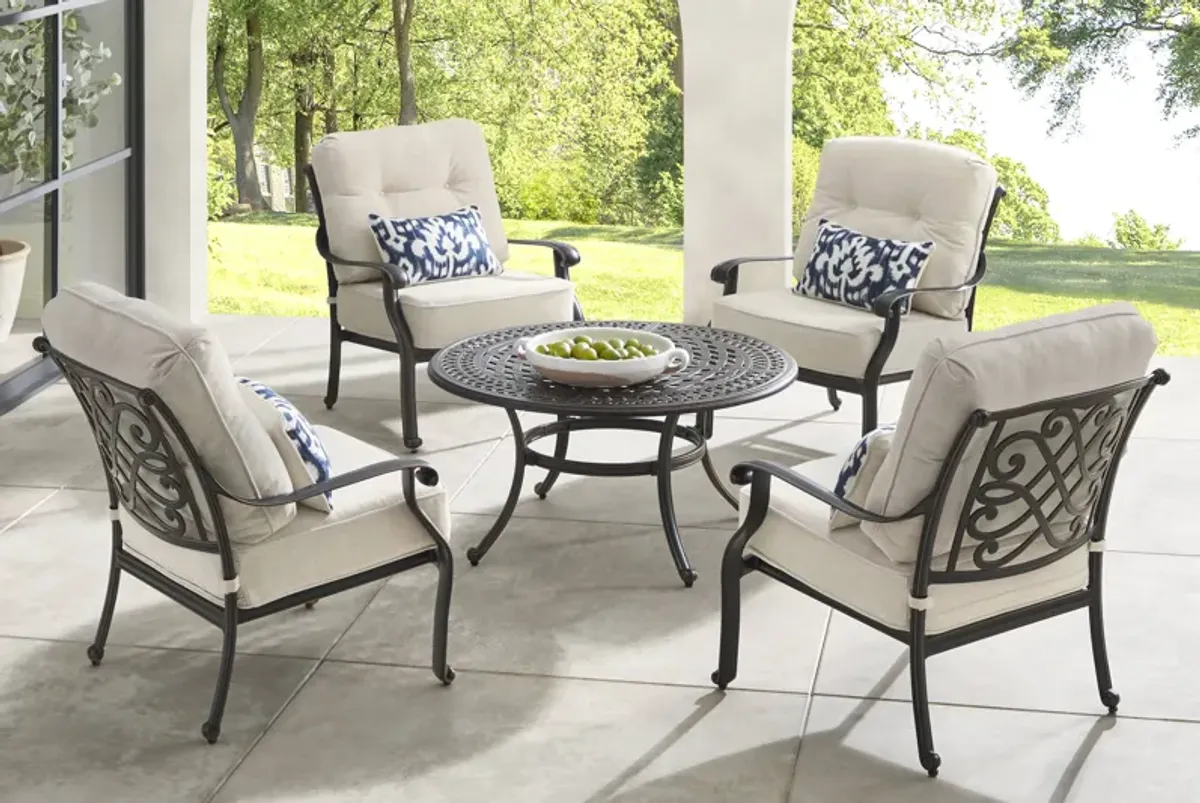 Carina Bronze 5 Pc Outdoor Chat Set with Desert Cushions