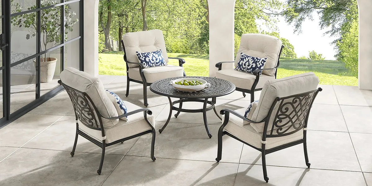 Carina Bronze 5 Pc Outdoor Chat Set with Desert Cushions