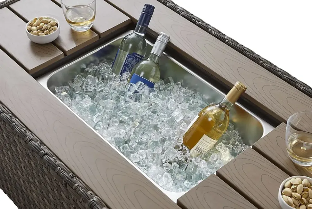 Rialto Brown Outdoor Cooler Cocktail Table