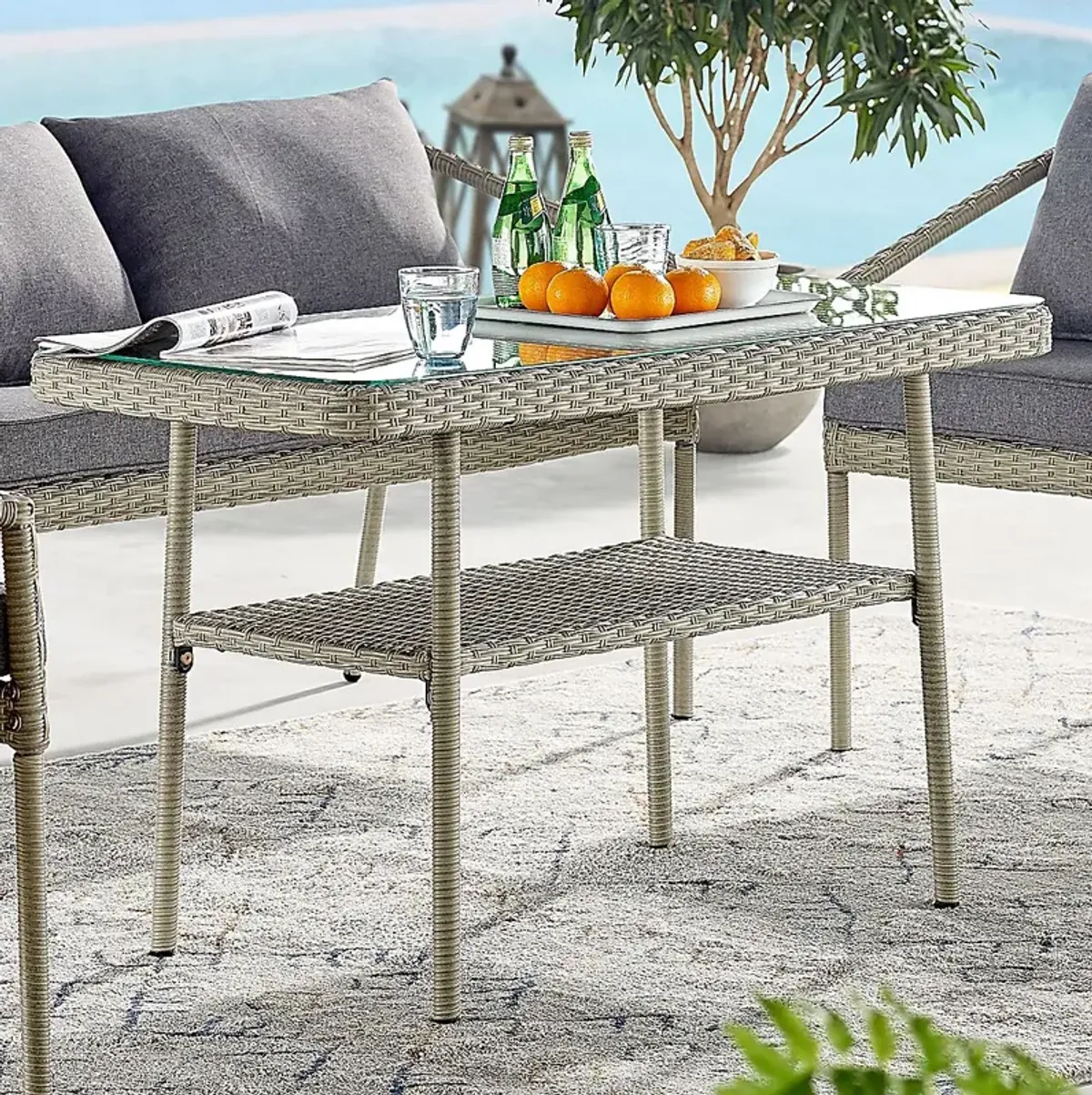 Deckle II Light Gray Outdoor Cocktail Table