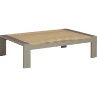 Solana Taupe Outdoor Cocktail Table with Teak Top