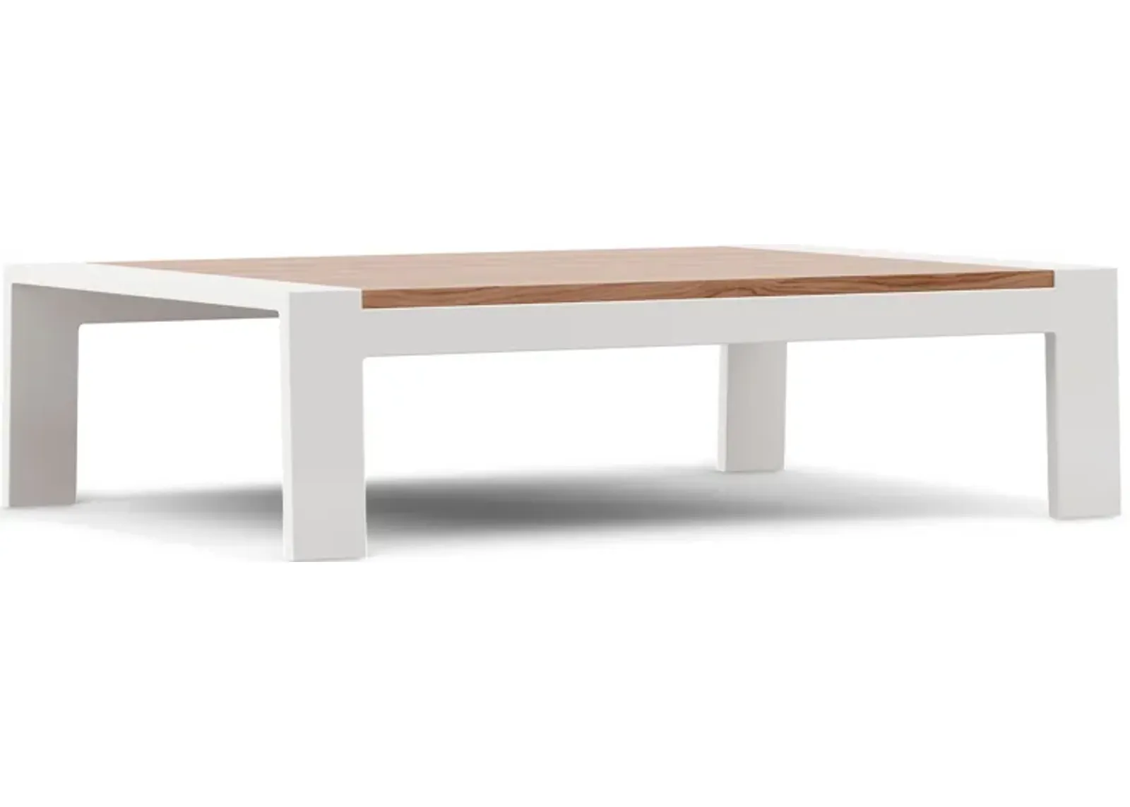 Solana White Outdoor Cocktail Table with Teak Top