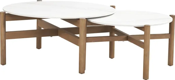 Marche White Outdoor Nesting Tables, Set of 2
