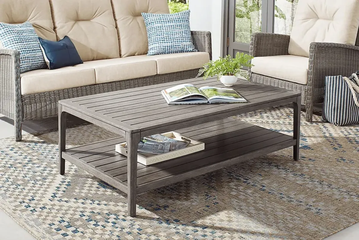 Forest Hills Gray Rectangle Wood Outdoor Cocktail Table