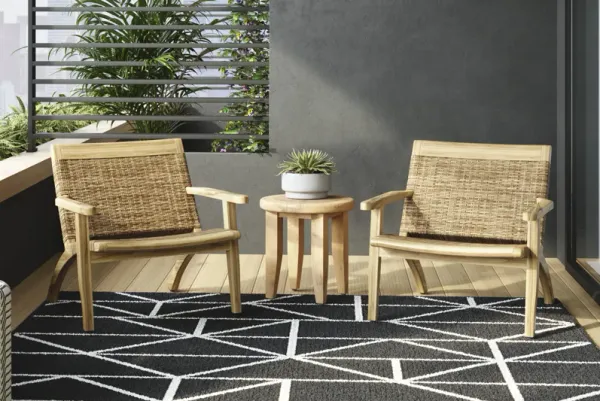 Hagen Teak 3 Pc Outdoor Seating Set