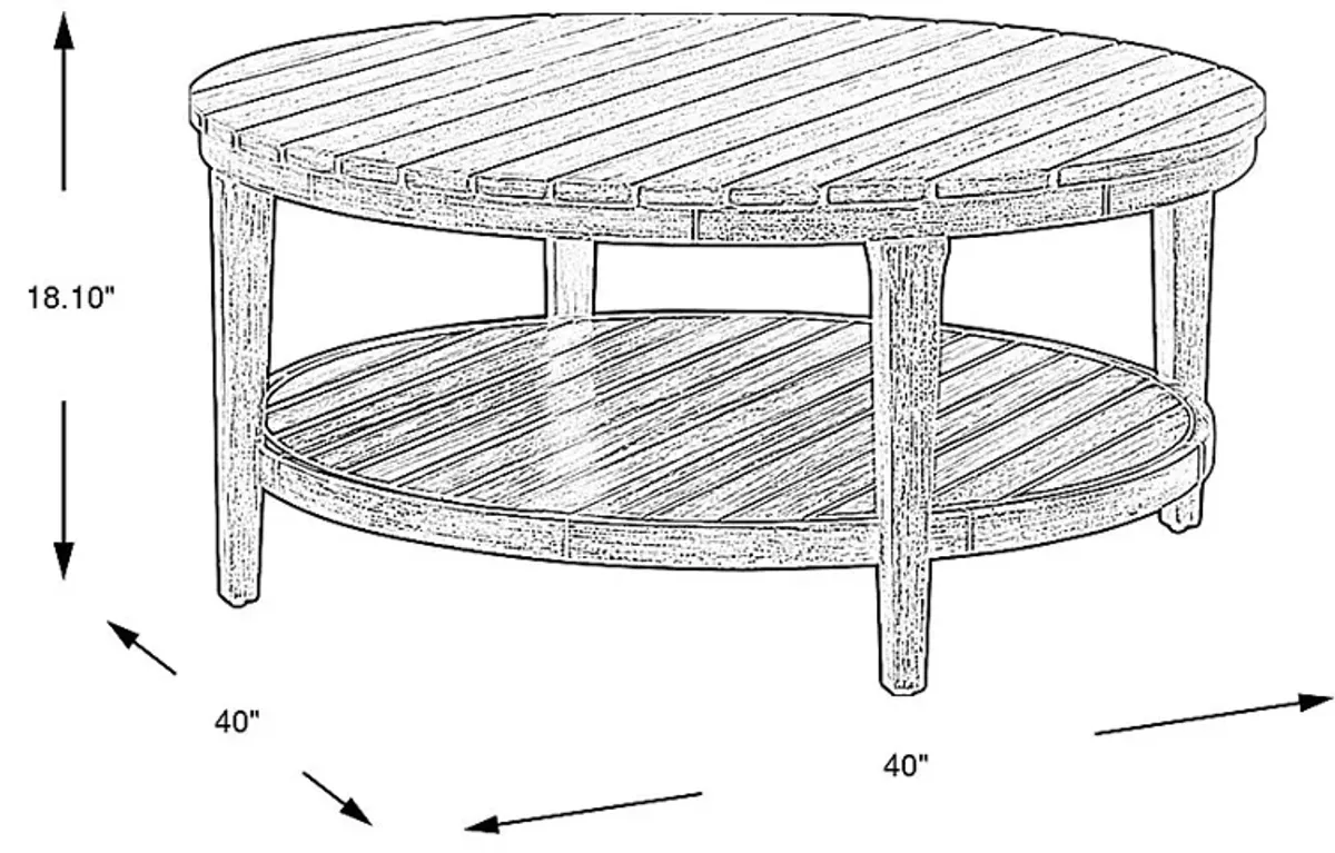 Forest Hills Gray Round Wood Outdoor Cocktail Table