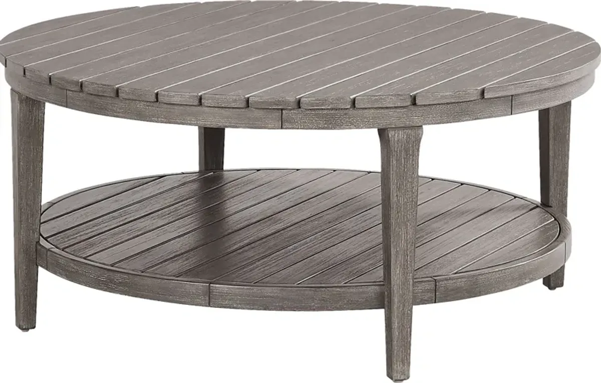 Forest Hills Gray Round Wood Outdoor Cocktail Table