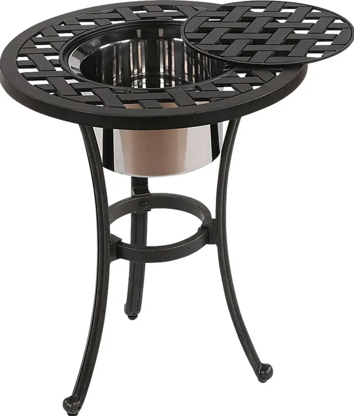 Outdoor Arignon Bronze End Table with Ice Bucket