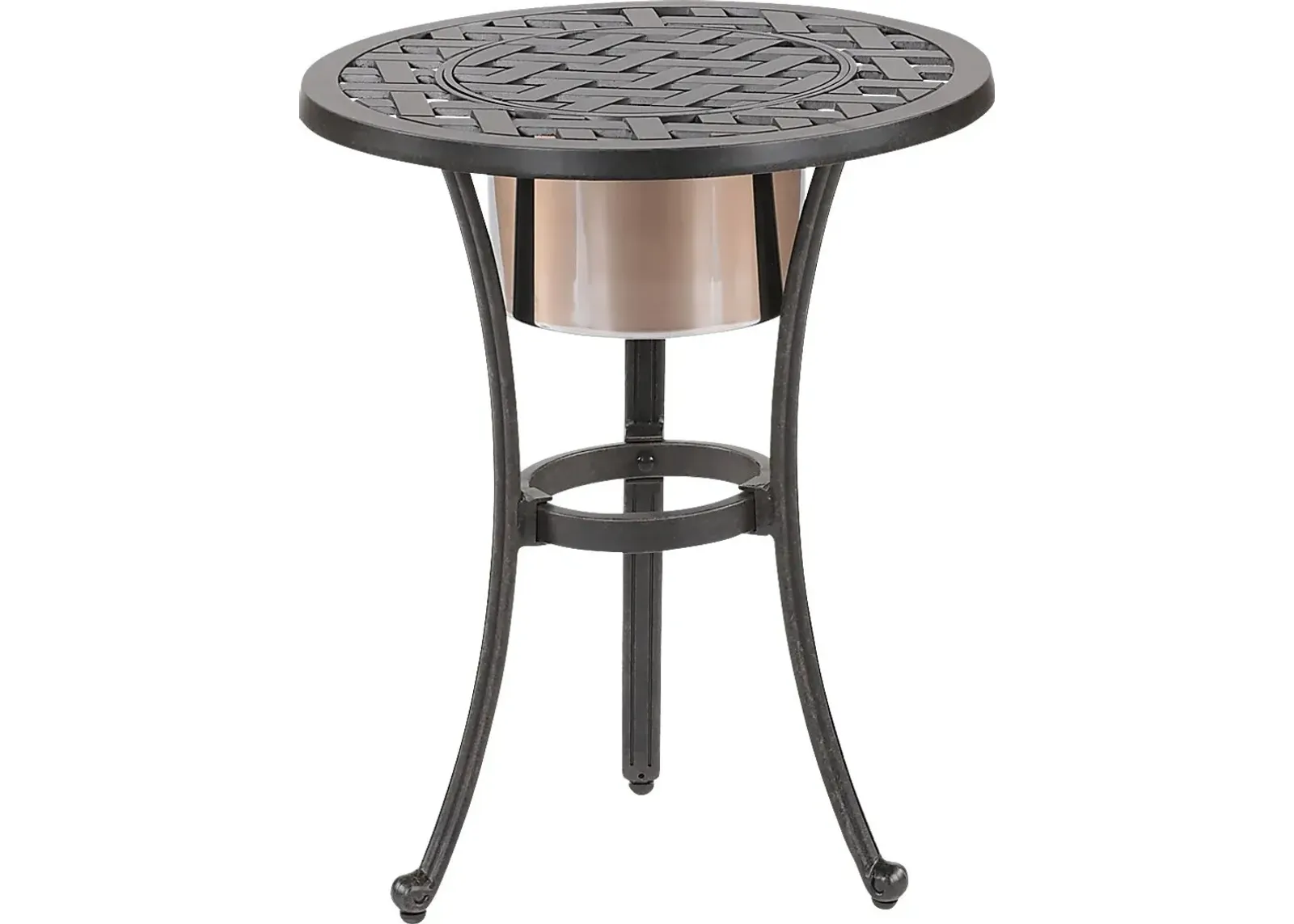 Outdoor Arignon Bronze End Table with Ice Bucket