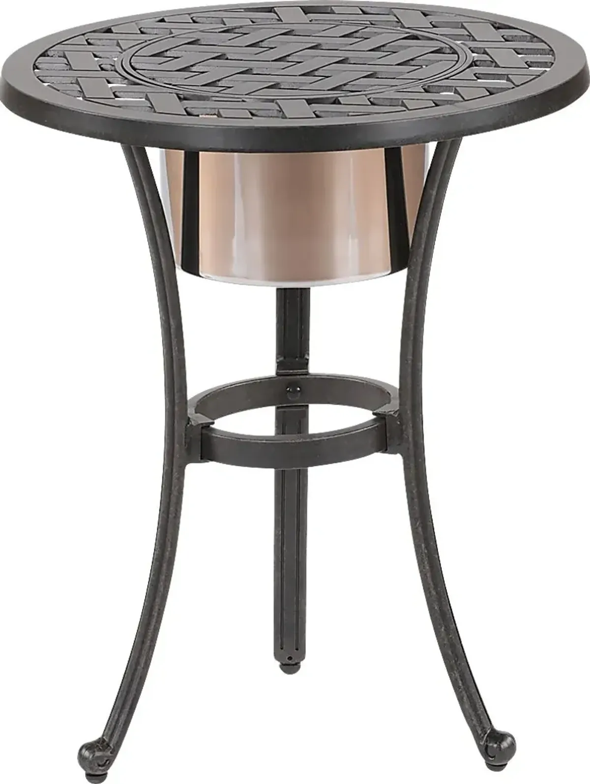 Outdoor Arignon Bronze End Table with Ice Bucket