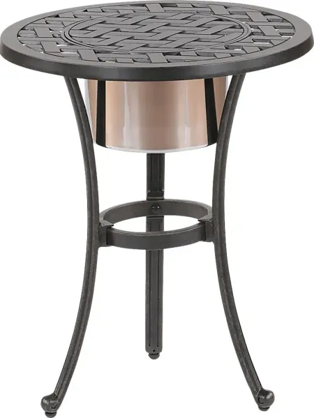 Outdoor Arignon Bronze End Table with Ice Bucket