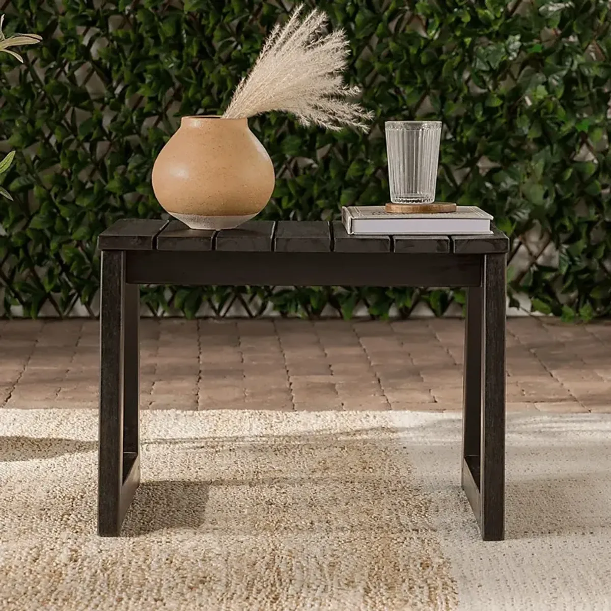 Outdoor Guilmere Black End Table