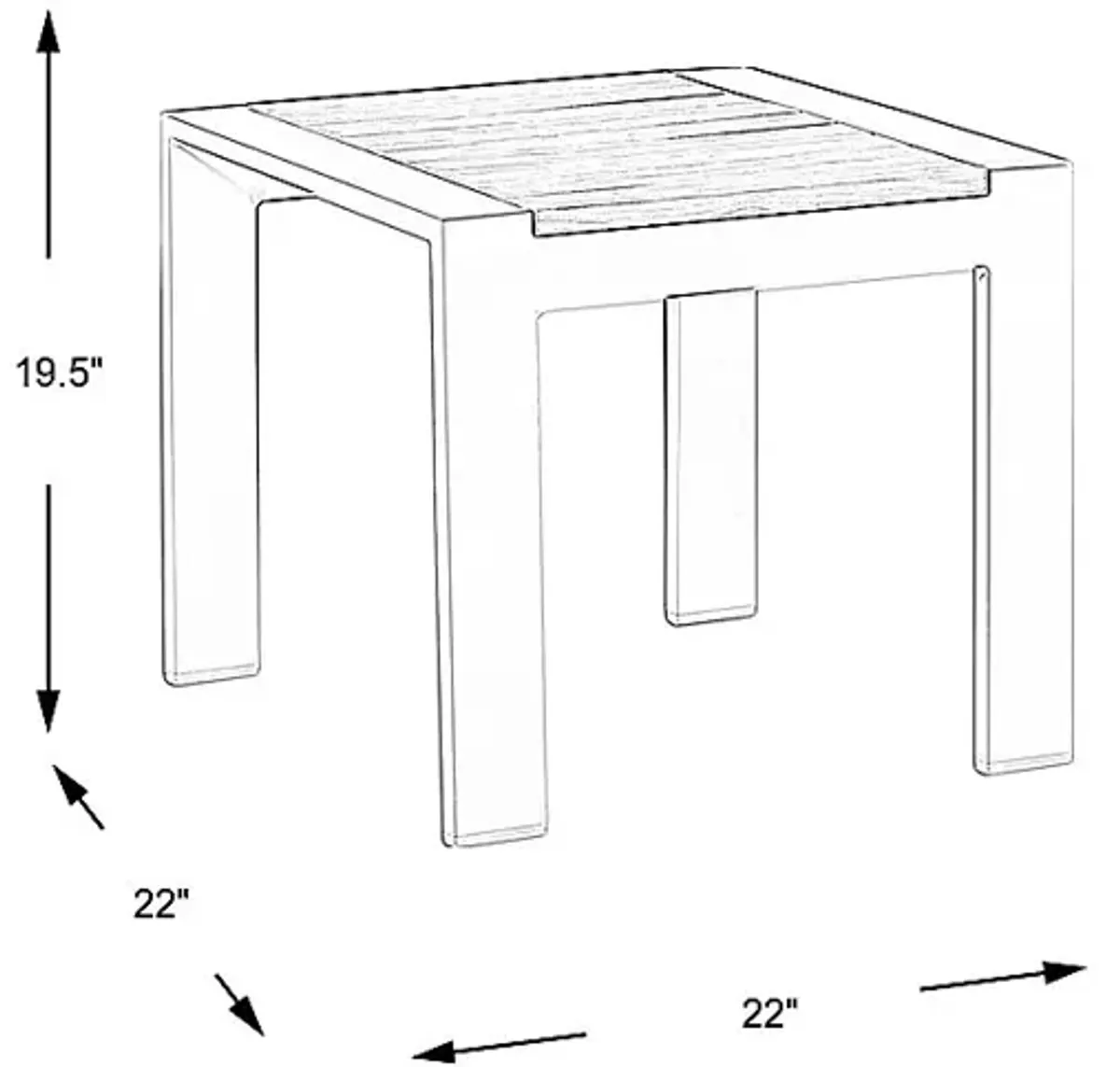 Solana White Outdoor End Table with Teak Top