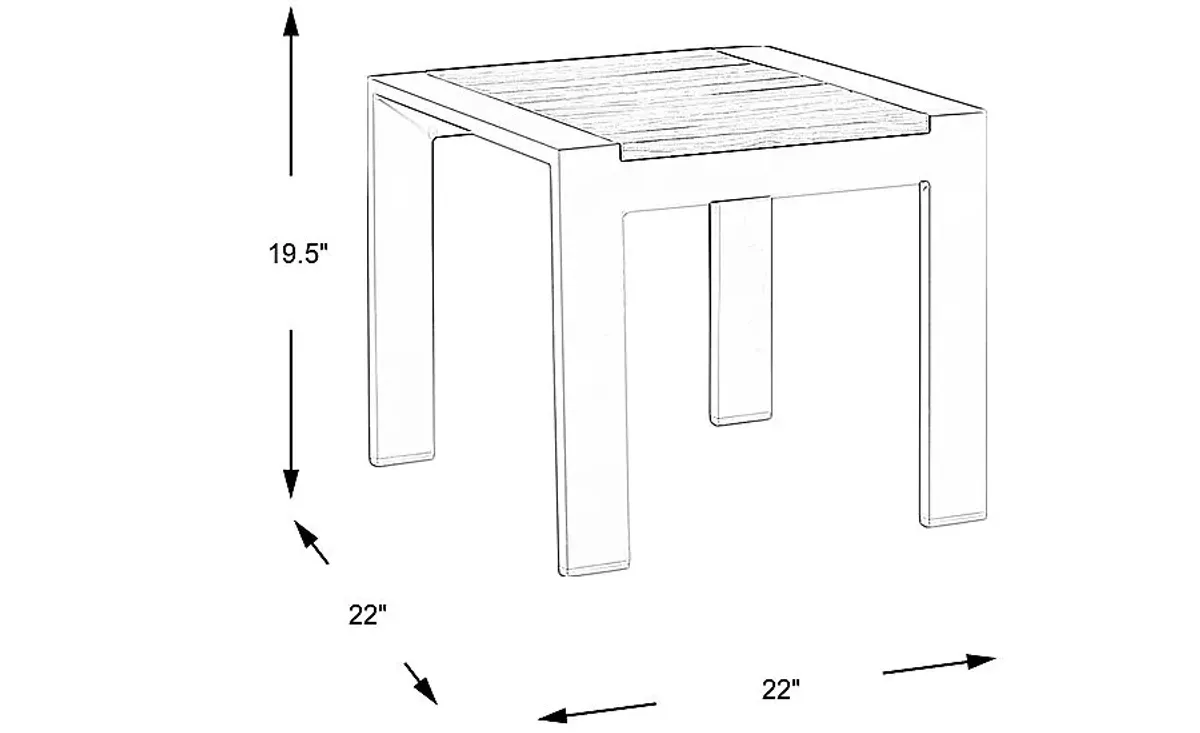 Solana White Outdoor End Table with Teak Top