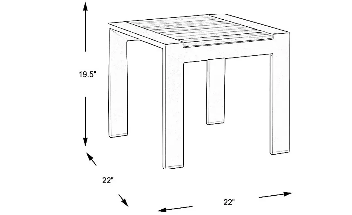 Solana Taupe Outdoor End Table with Teak Top