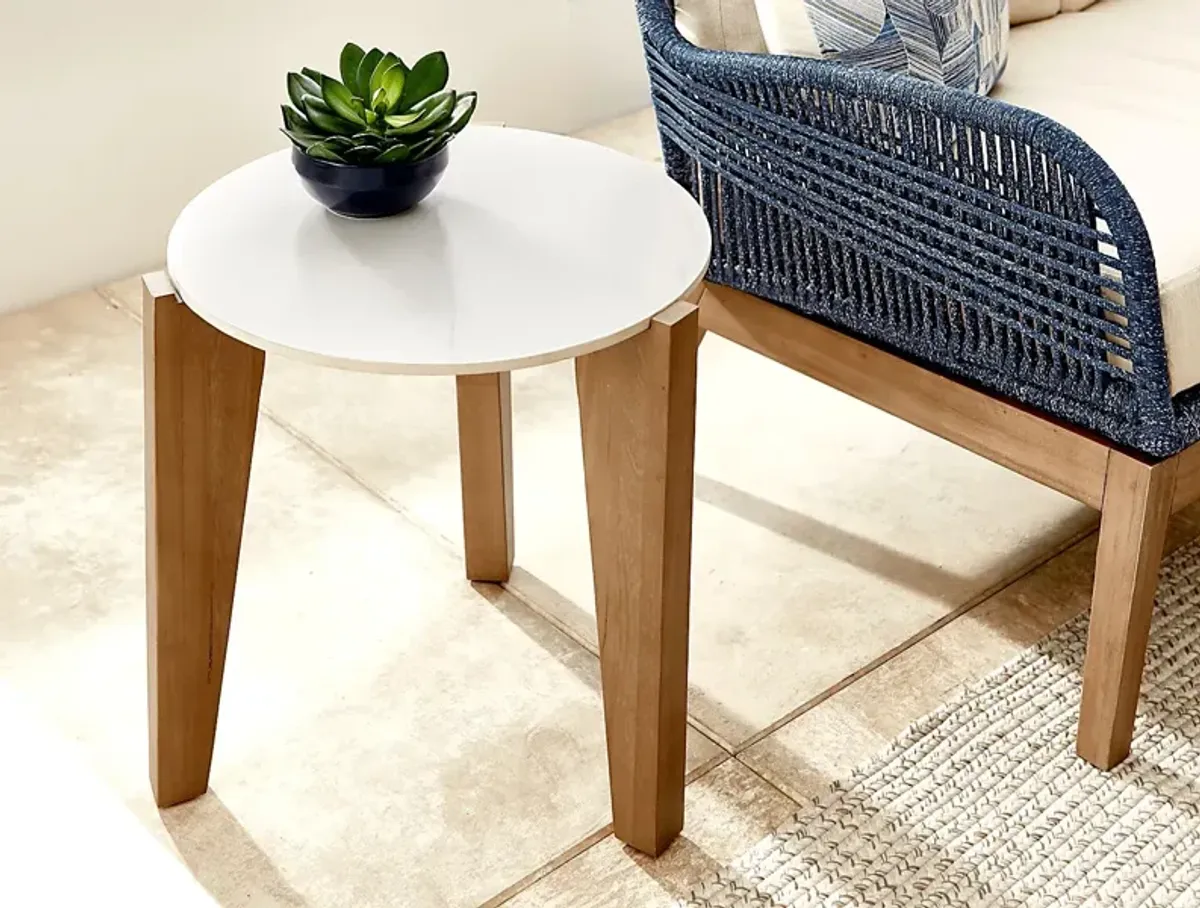 Tessere White Outdoor End Table