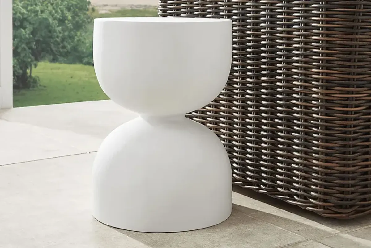 Petra White Outdoor End Table