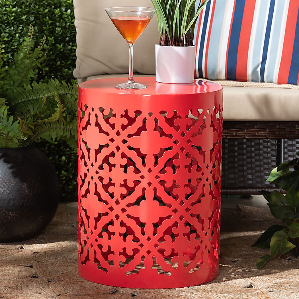 Outdoor Amilalyn Red Side Table