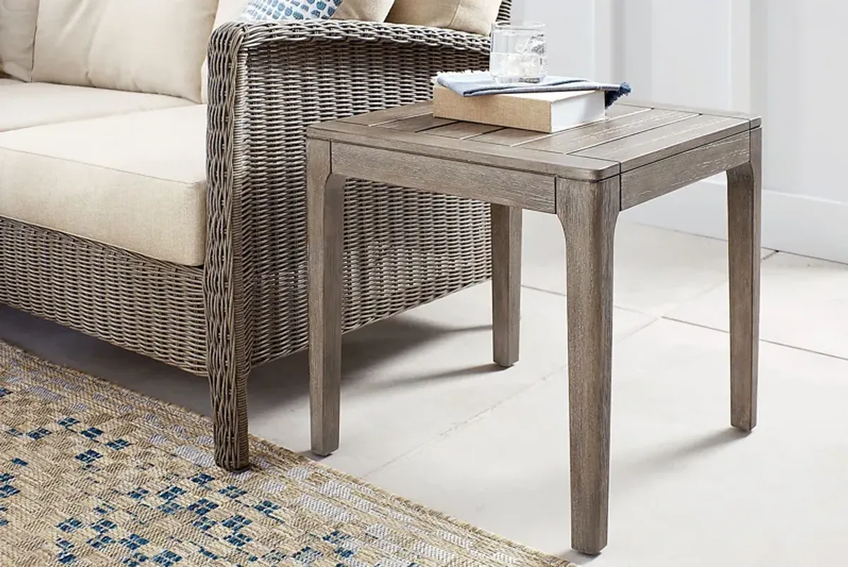 Forest Hills Gray Wood Outdoor End Table