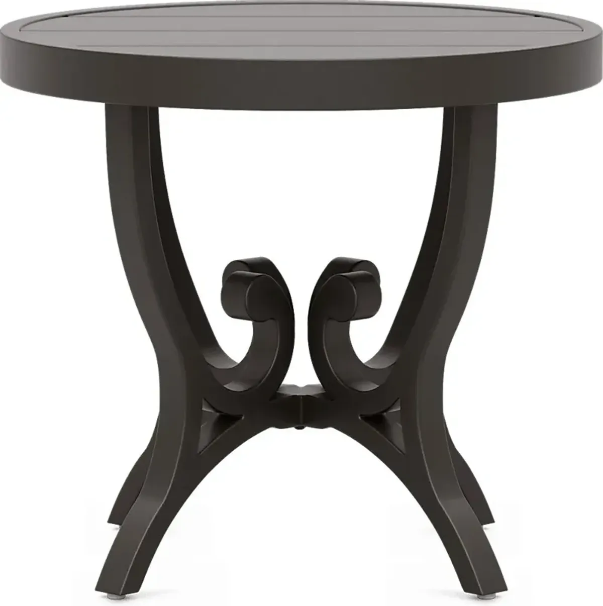 Lake Breeze Aged Bronze Round Outdoor End Table