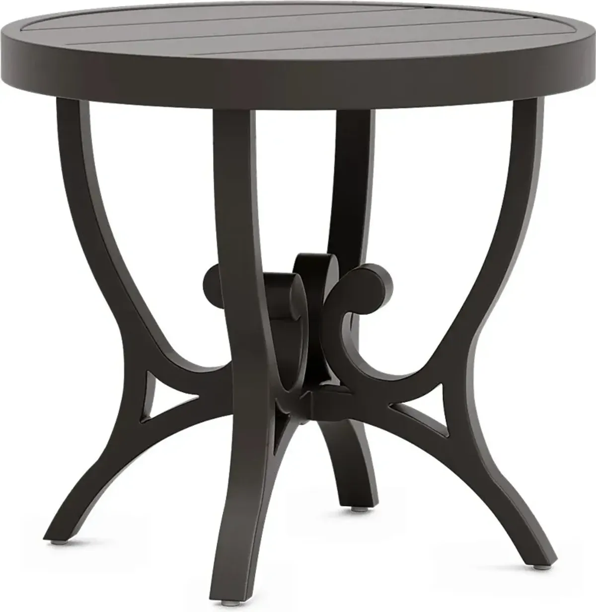 Lake Breeze Aged Bronze Round Outdoor End Table