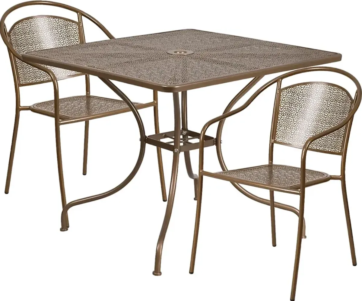 Sunrise Garden Gold 3 Pc 35.5 in. Square Patio Set