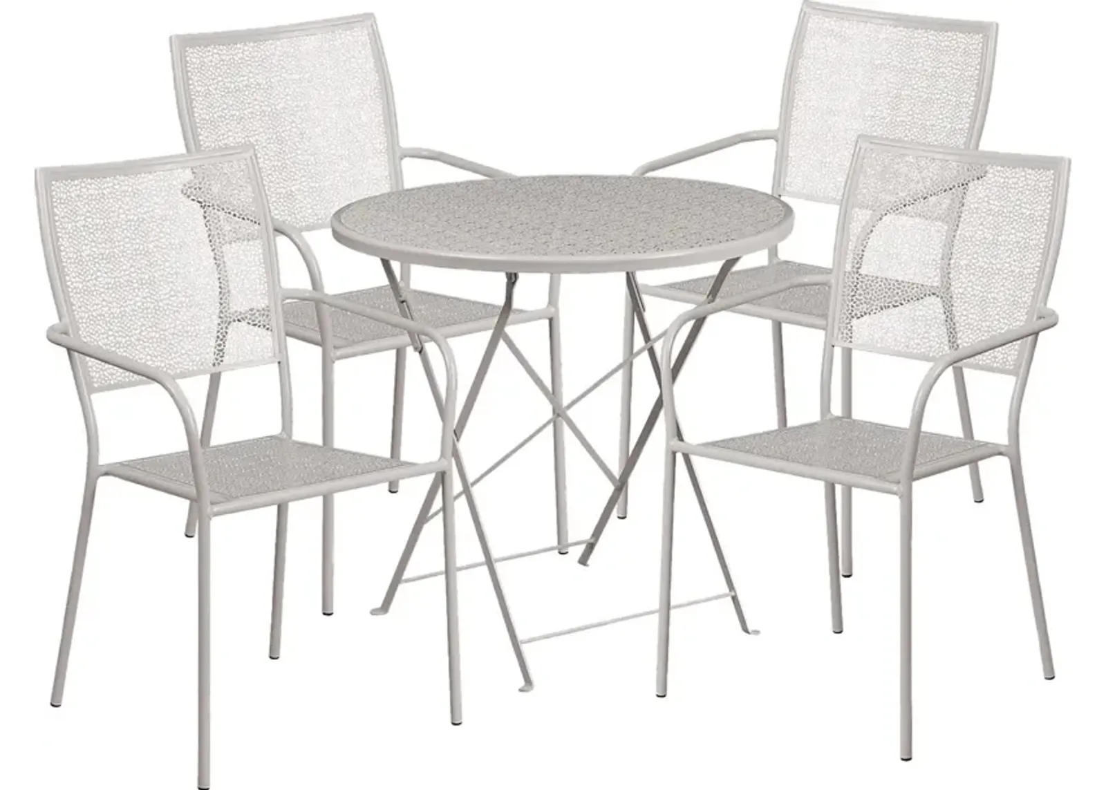 Sunnyside Terrace Light Gray 5 Pc 30 in. Roung Folding Patio Set