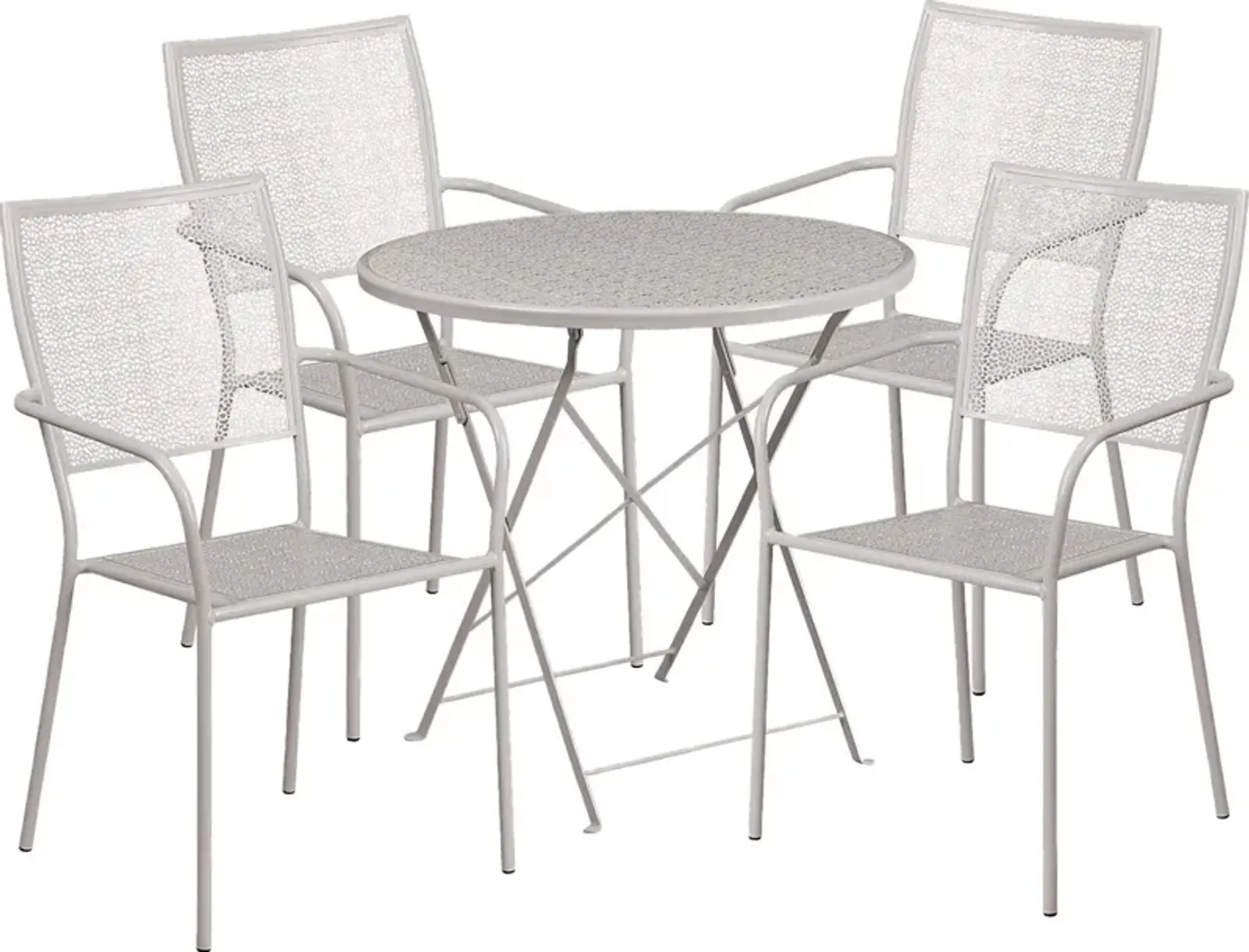 Sunnyside Terrace Light Gray 5 Pc 30 in. Roung Folding Patio Set